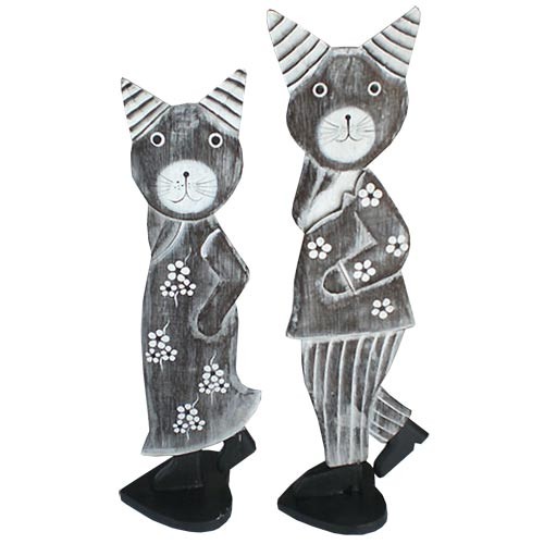 Wooden Romeo And Juliet Cats - Click Image to Close